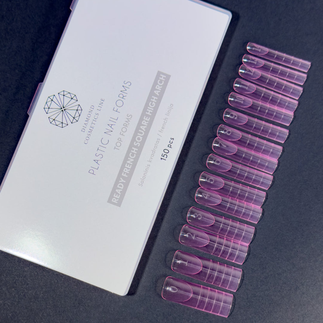 Dual forms til negleforlengelse „TOP FORMS READY FRENCH SQUARE HIGH ARCH” 150 stk