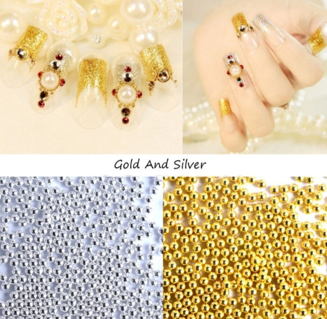 The Gold/Silver Caviar Beads Steel Ball for Nail Art