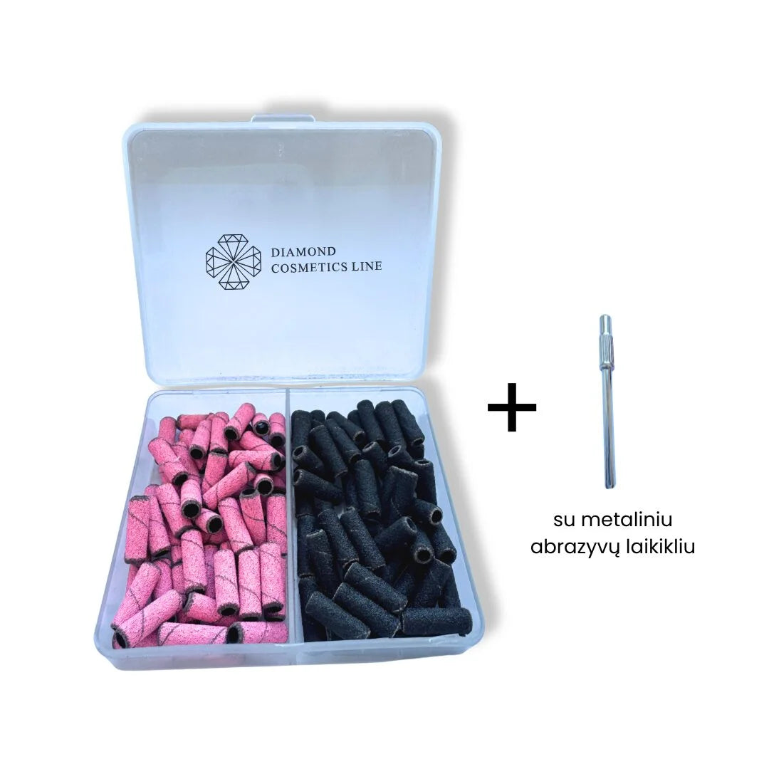 Engangs slipebånd «Trommel» 180/240 grit (sett med 100 stk. i oppbevaringsboks)